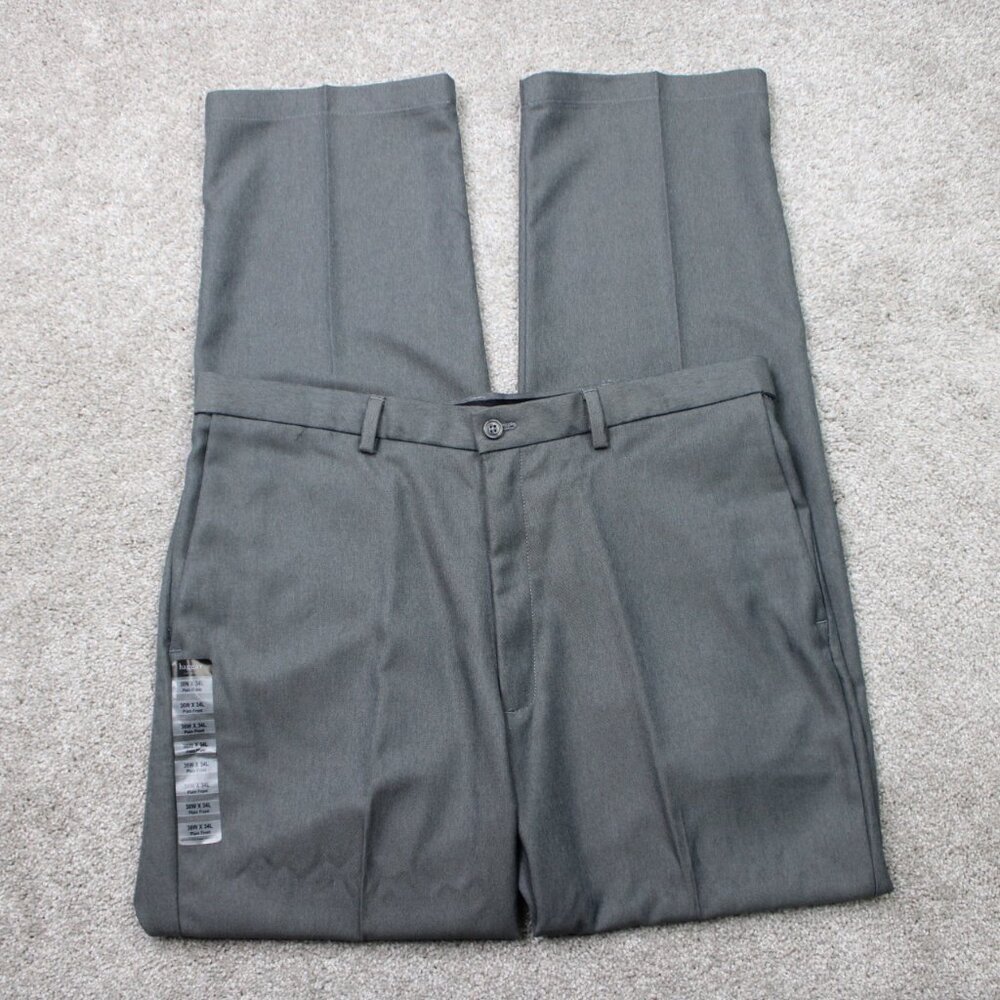 Haggar Pants NWT Mens 36x34 Gray Cool 18‎ Classic Fit Flat Front Non-Iron Flex